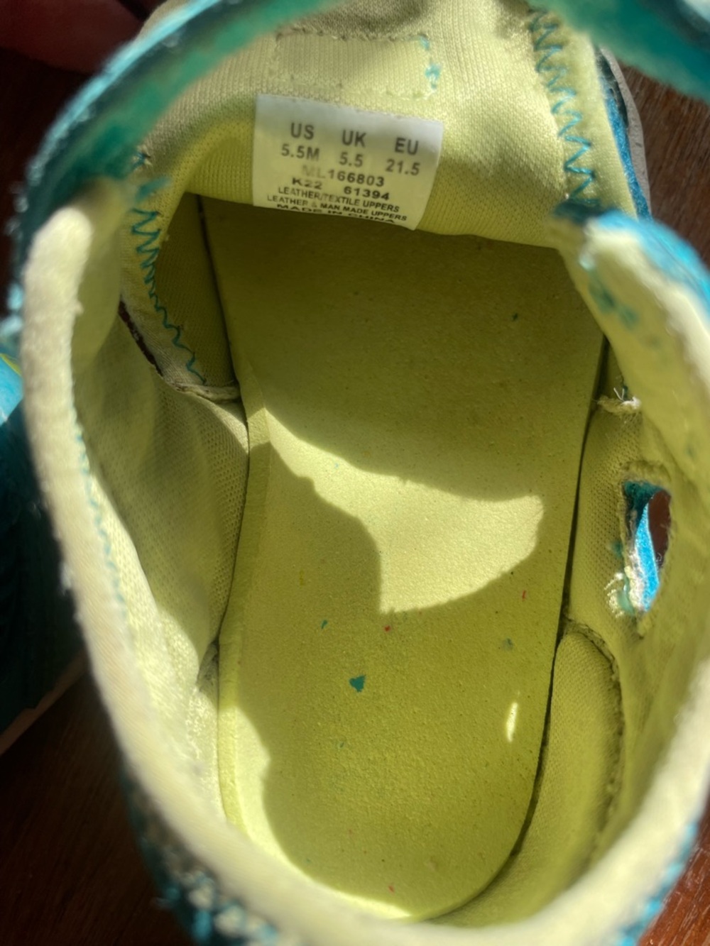 Merrell Kids Teal and Yellow Velcro Water Shoes - Picture 6 of 7